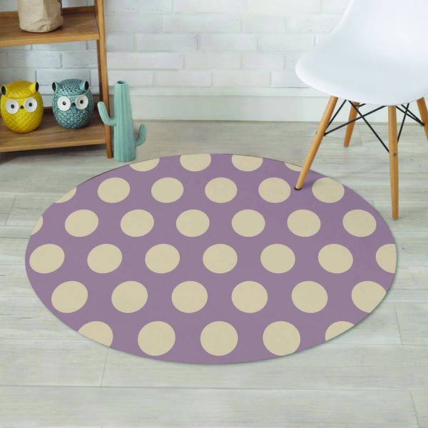 Chocolate Brown Polka Dot Round Rug