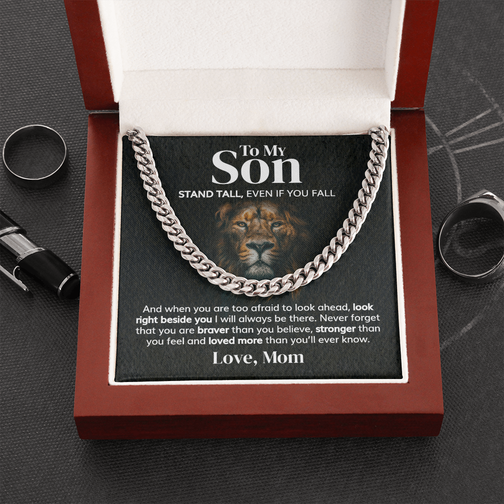 To My Son – Stand Tall – Cuban Link Chain Necklace