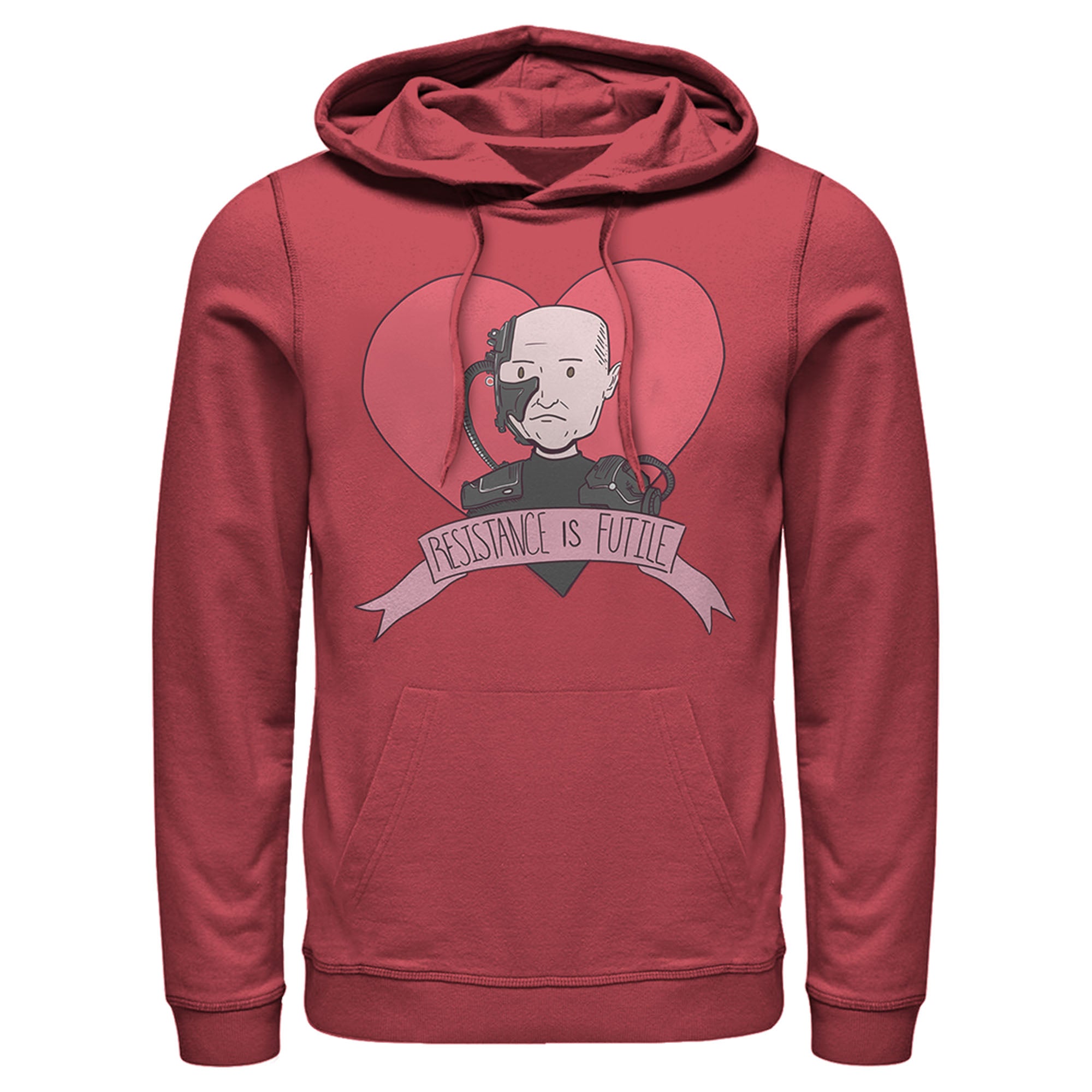 Men’S Star Trek: The Next Generation Valentine’S Cartoon Borg Picard Heart Resistance Is Futile Pull Over Hoodie