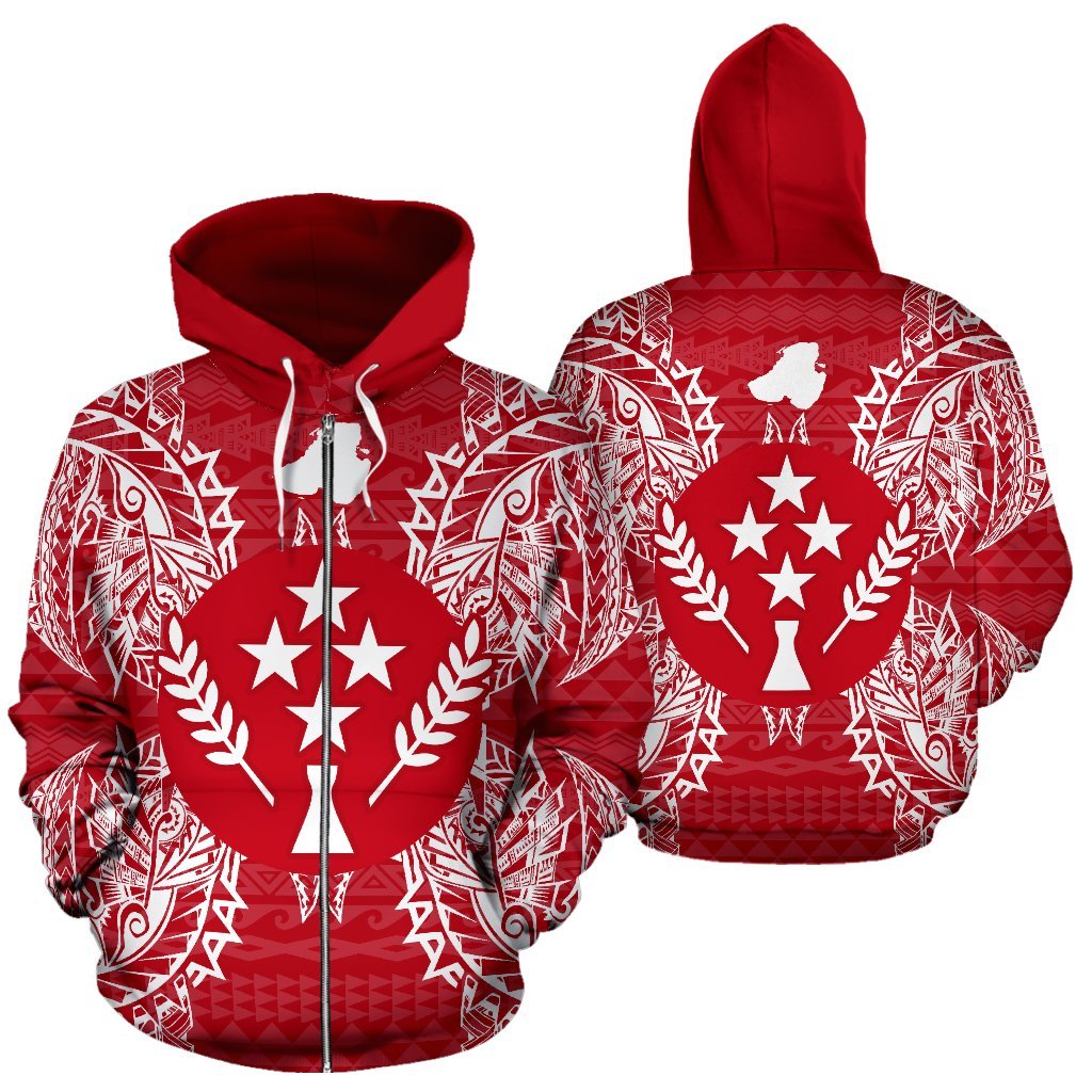Kosrae Polynesian All Over Zip Up Hoodie Map Red White – Pacific Print Hoodie