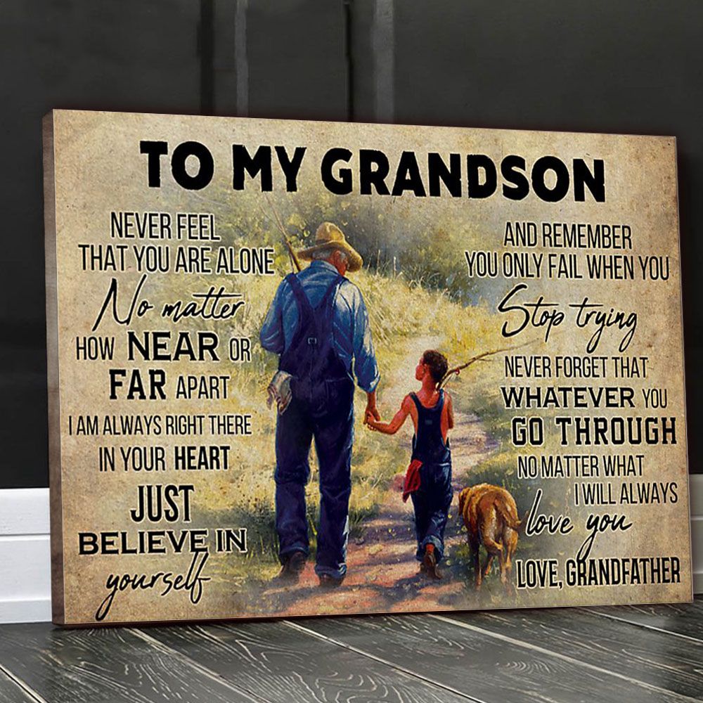 Fishing To My Grandson Canvas Poster Wall Art, Poster Print, Canvas Print Wall Decor