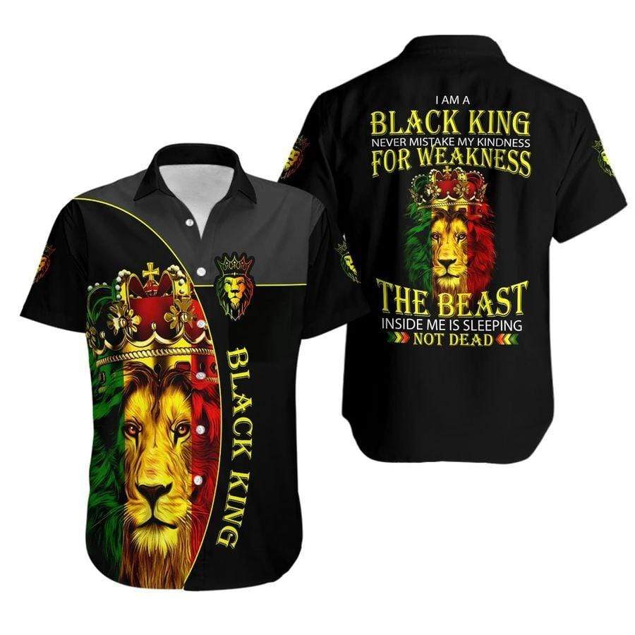 Hawaii Aloha Shirt Made In I Am A Black King Lion Ha44918