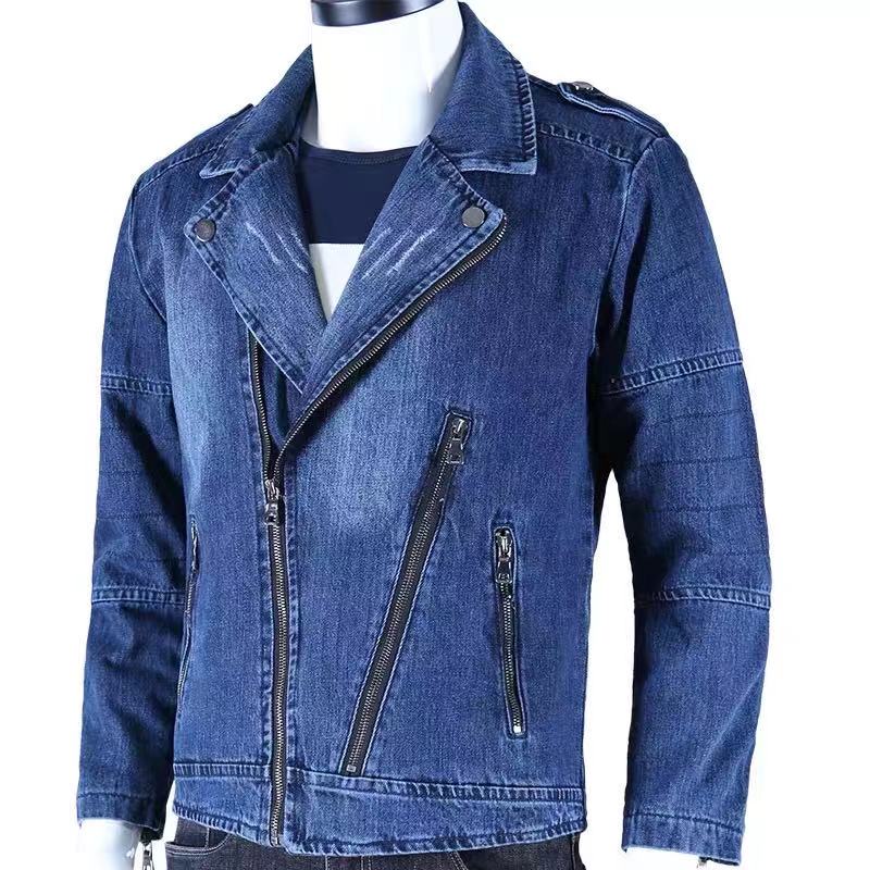 Spring Autumn New Denim Jacket Men’s Casual Zipper Jackets Men’s Solid Color Slim Cotton High Street Handsome Denim Coat alx