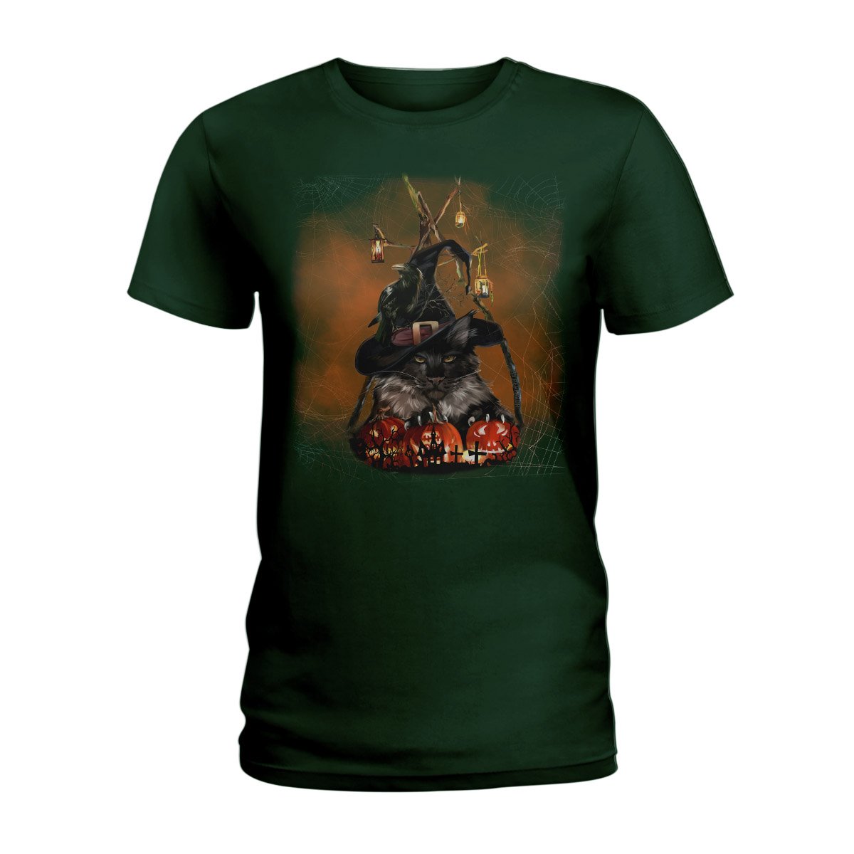 Black Cat Halloween Ez15 0309 Ladies T-Shirt