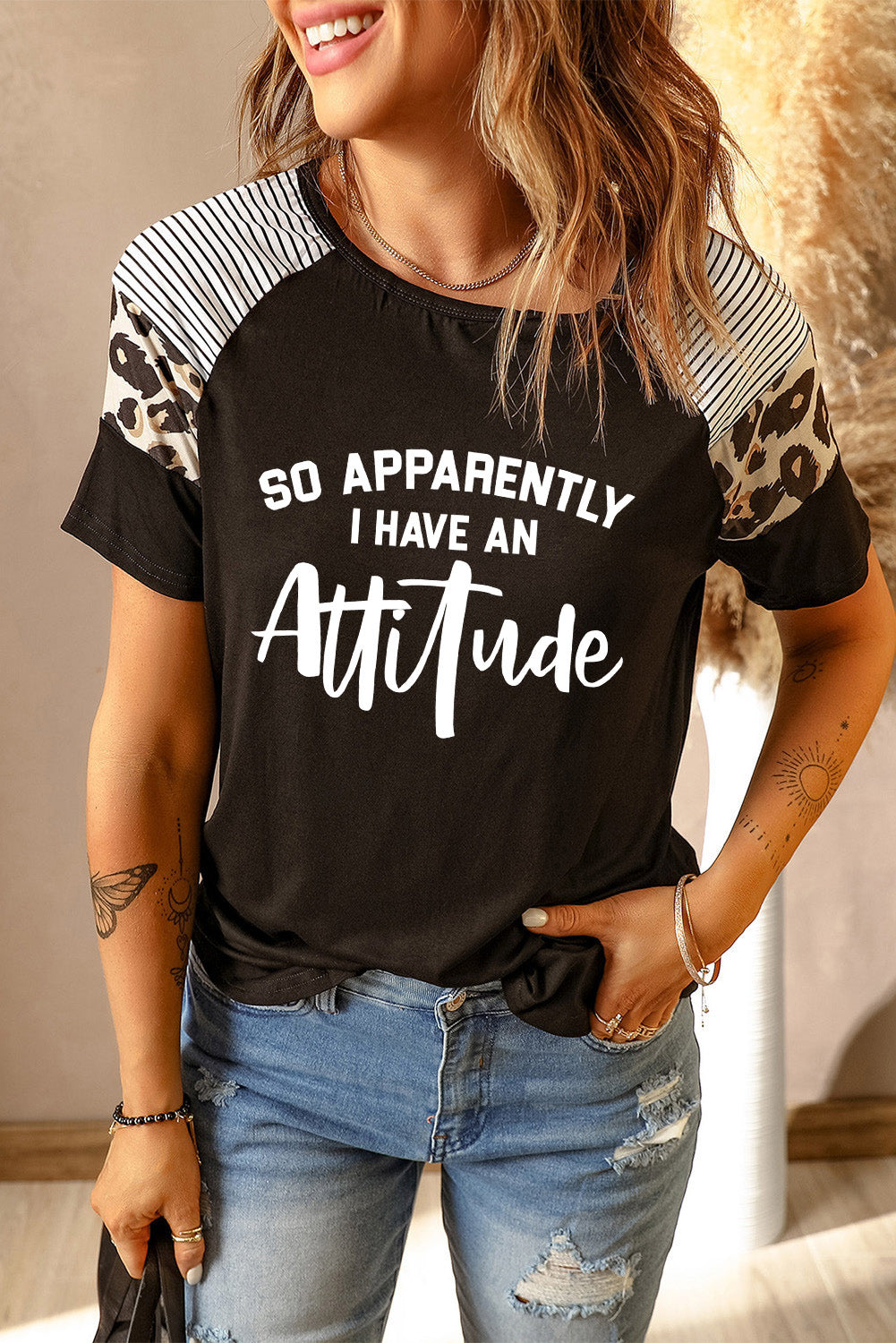 So Apparently I Have An Attitude Striped Leopard Short Sleeve Tee