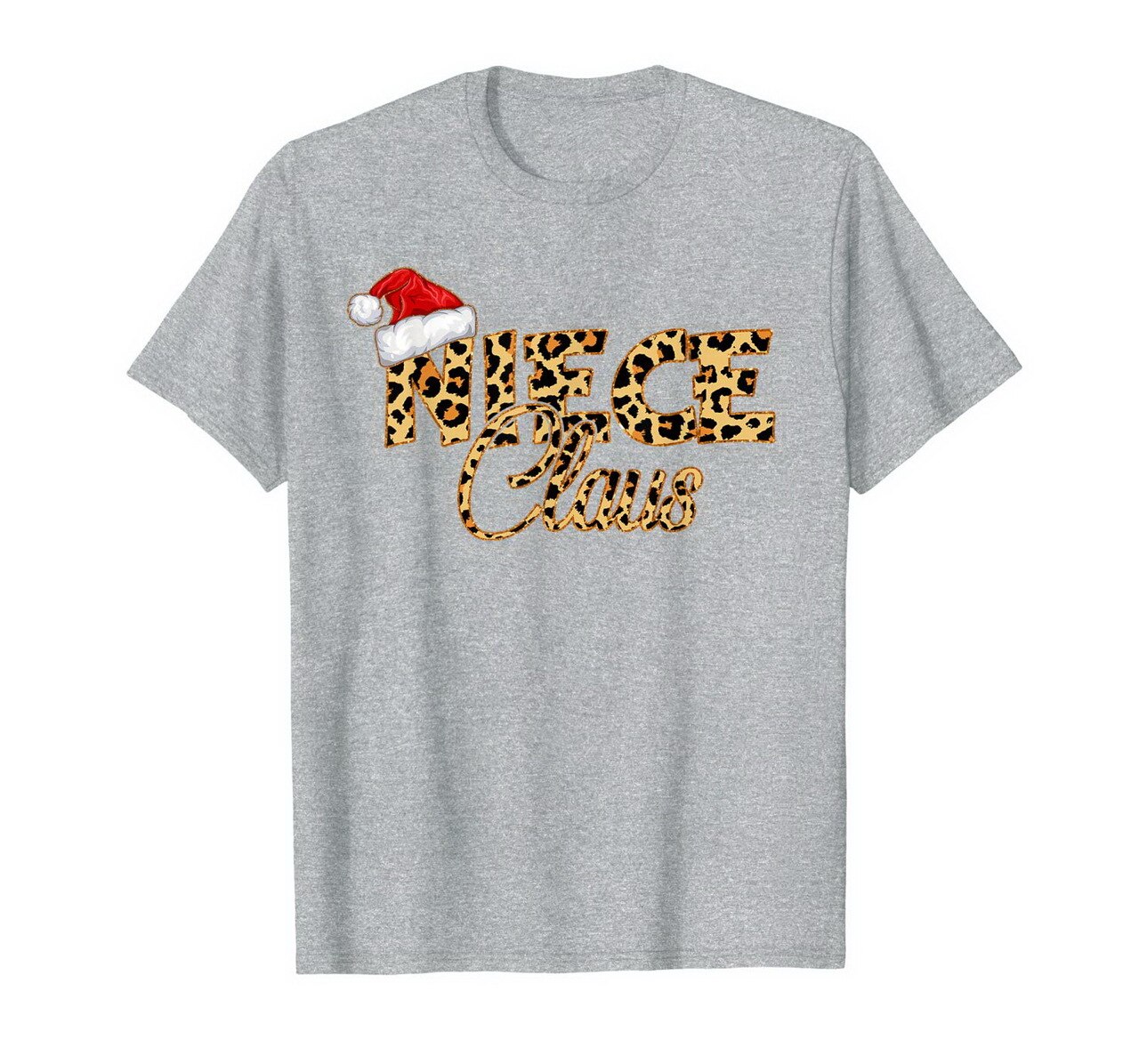 Niece Claus Santa Hat Leopard Costume Christmas Pajama T-Shirt New