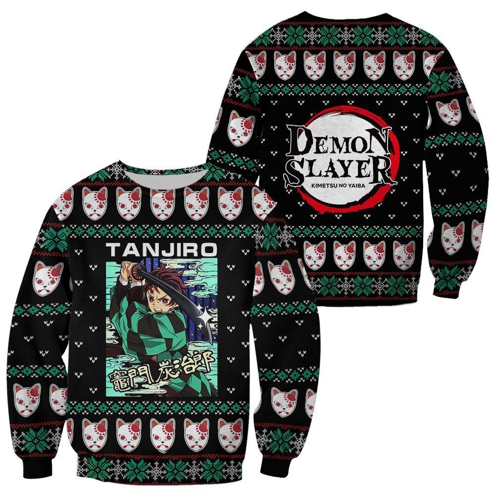 Tanjiro Kamado Ugly Christmas Sweater Demon Slayer Anime Xmas Custom Clothes Unisex Men Women