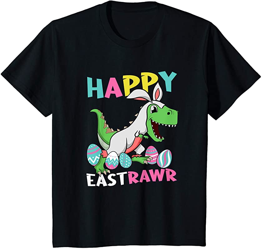 Kids Toddler Boy Happy Eastrawr T Rex Dinosaur Easter Bunny Egg T-Shirt