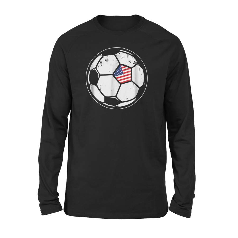 American Flag Soccer Ball Athletic Premium Long Sleeve T-Shirt