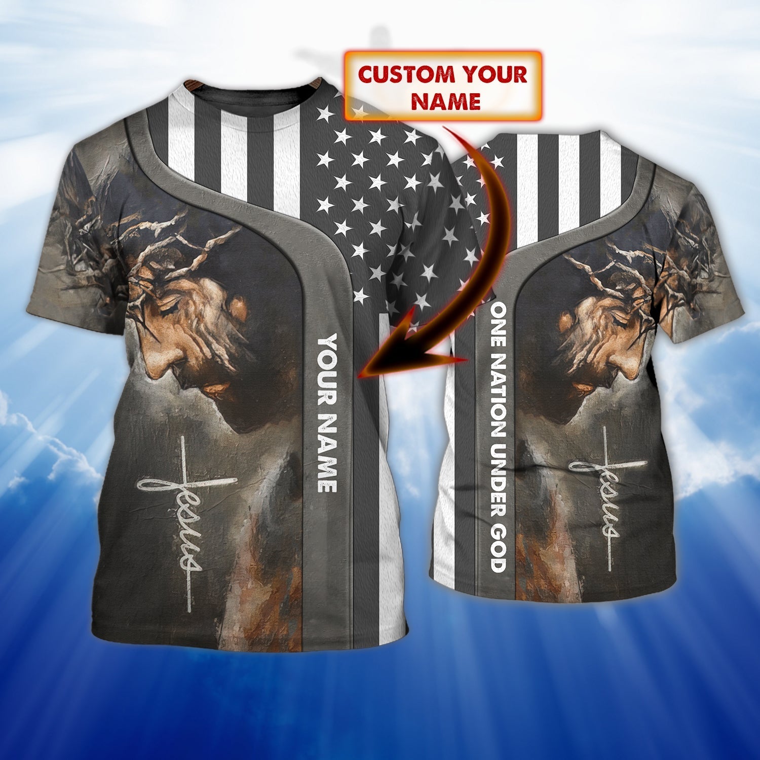 Personalized Jesus With American 3D Tee Shirt, Patriotice Independence Day Sublimation On Shirts