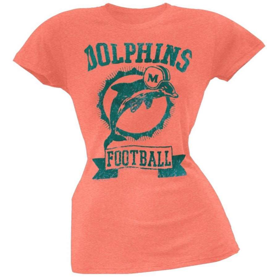 Miami Dolphins – Vintage Flock Logo Juniors T-Shirt