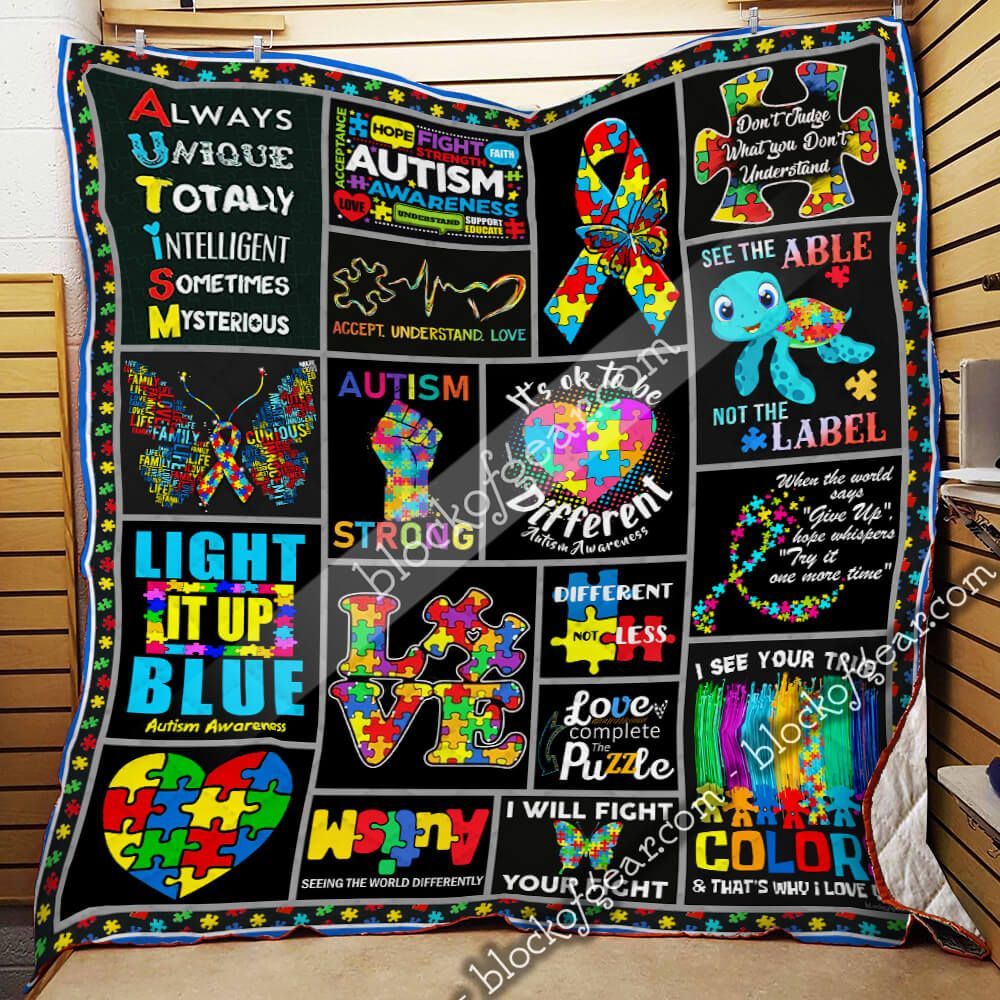 Autism Awareness. Different Not Less Quilt Blanket