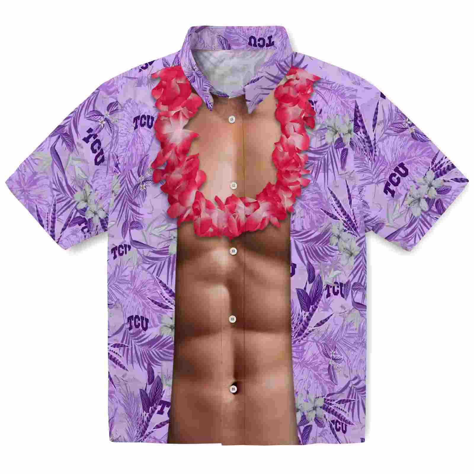 Tcu Horned Frogs Chest Illusion Purple Hawaiian Shirt