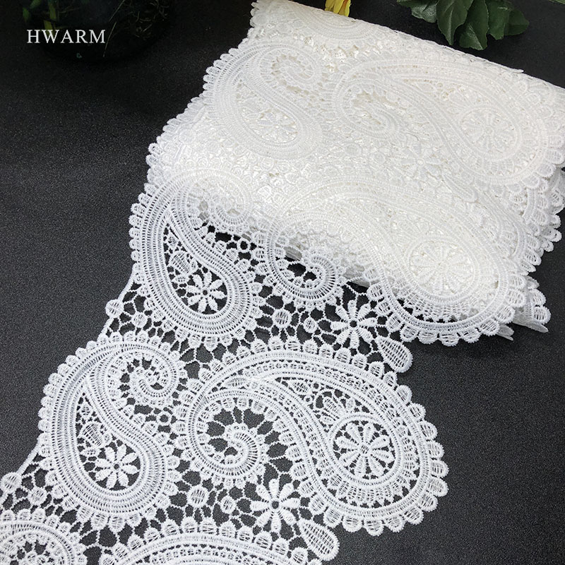 21cm Lace Fabric Good Quality Wedding Decoration Sewing Trimming Diy 5yard Hollow Out Milk Silk Embroidery Water-Soluble Skirt alx