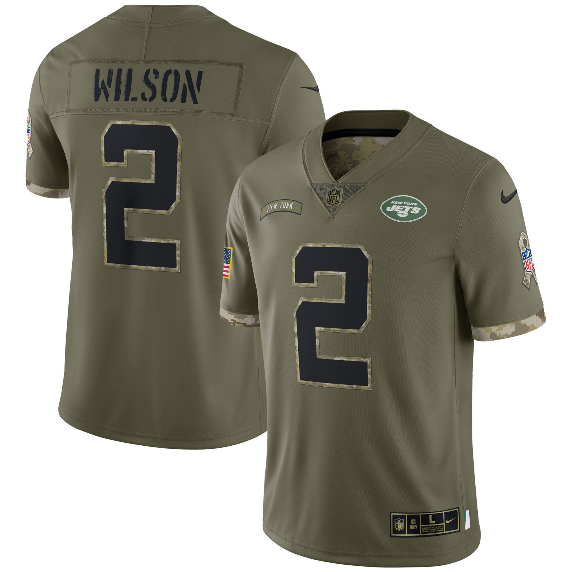 Men’s New York Jets Olive 2022 Salute To Service Limited Jersey