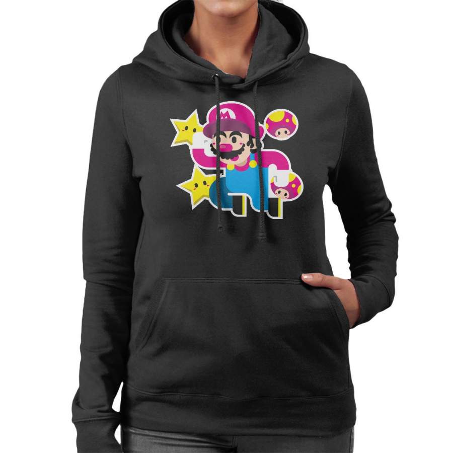 Super Mario Bros Star Mushrooms Women’s Hooded Sweatshirt