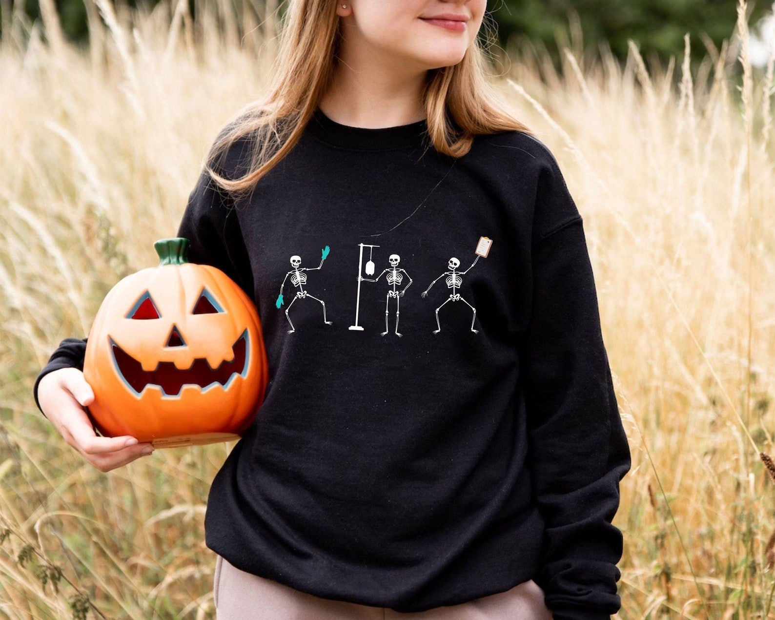 Halloween Nurse Sweatshirt, Dancing Skeletons Halloween Sweatshirt, Nurse Crew, Halloween Healthcare