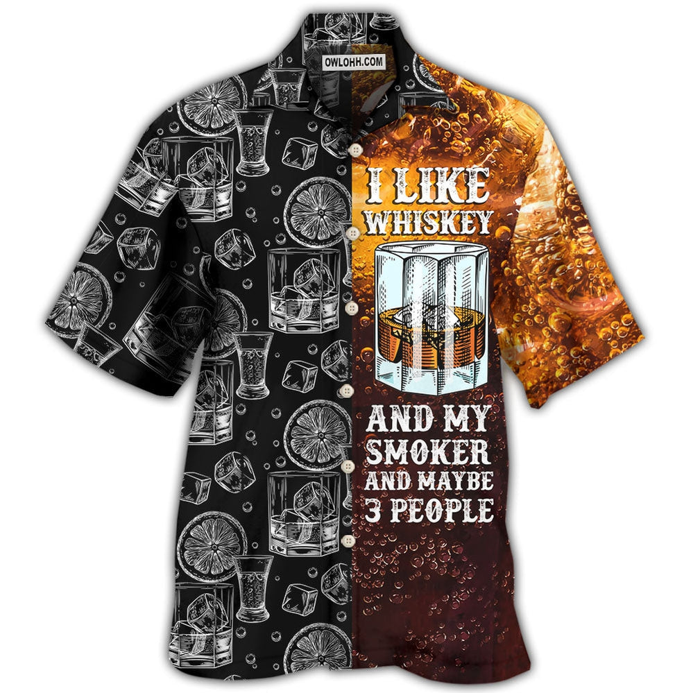 Wine Whiskey I Like Whiskey And My Smoker – Hawaiian Shirt – Owl Ohh