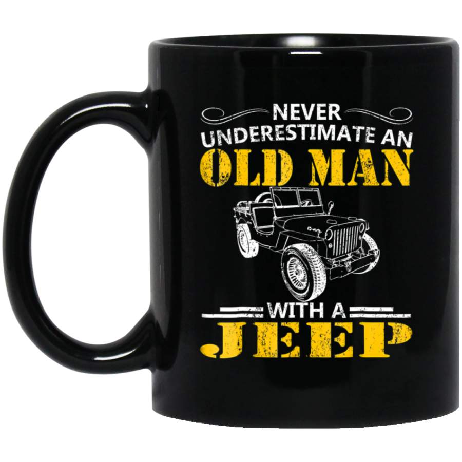 Never Underestimate An Old Man With A Jeep – Mens 11oz 15oz Black Mug Happy Easter Day Funny Colors Eggs Bunny Ears Peeps Cute