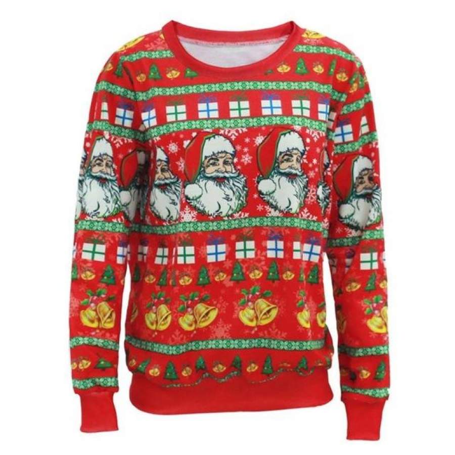 Unisex Sweaters Fashion Santa Claus X-mas Tree Reindeer Patterned Sweater Ugly Christmas Sweaters