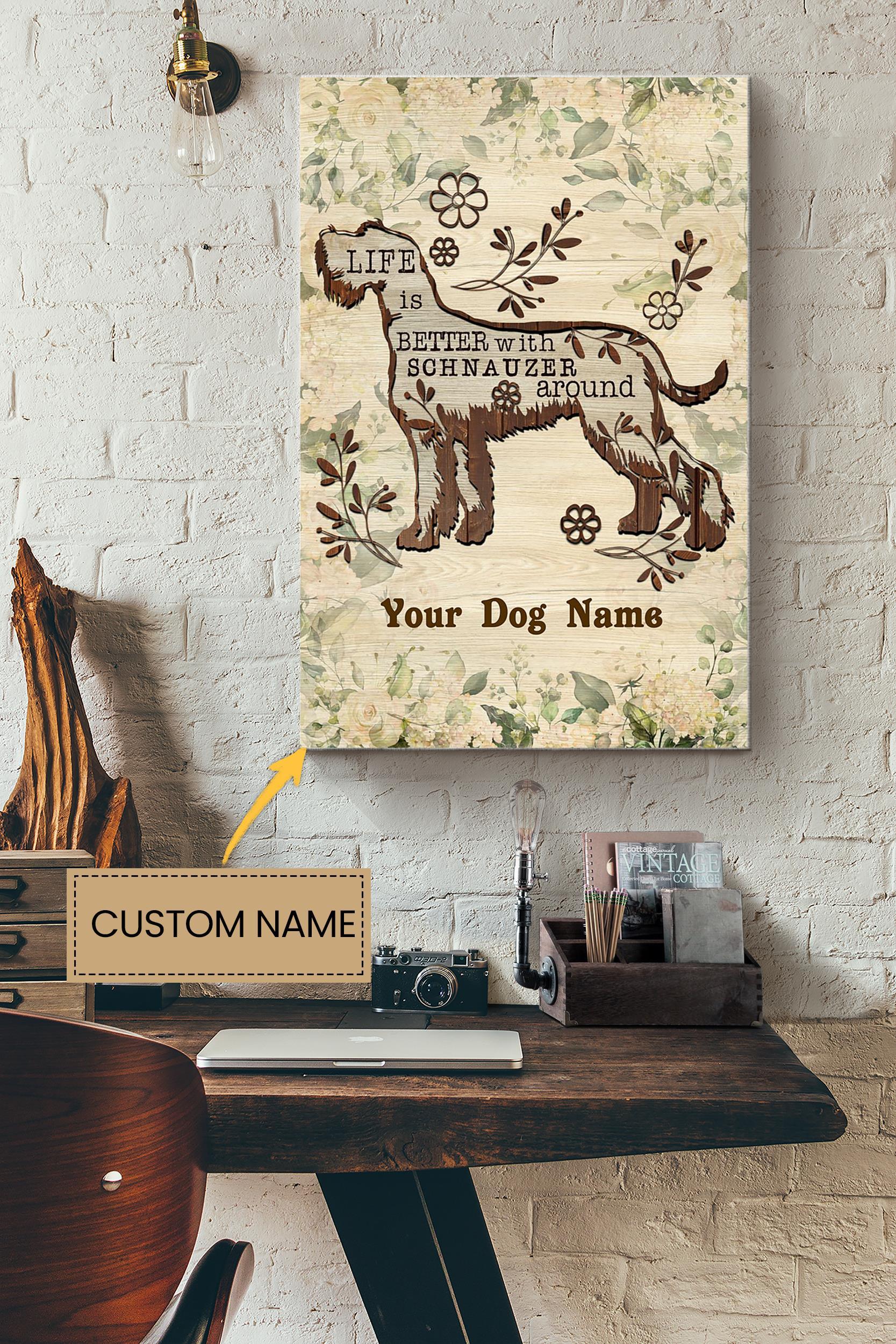 Schnauzer Personalized Poster – Animal Wall Art – Gift For Dog Lover Dog Foster Puppy Fan Wrapped Canvas