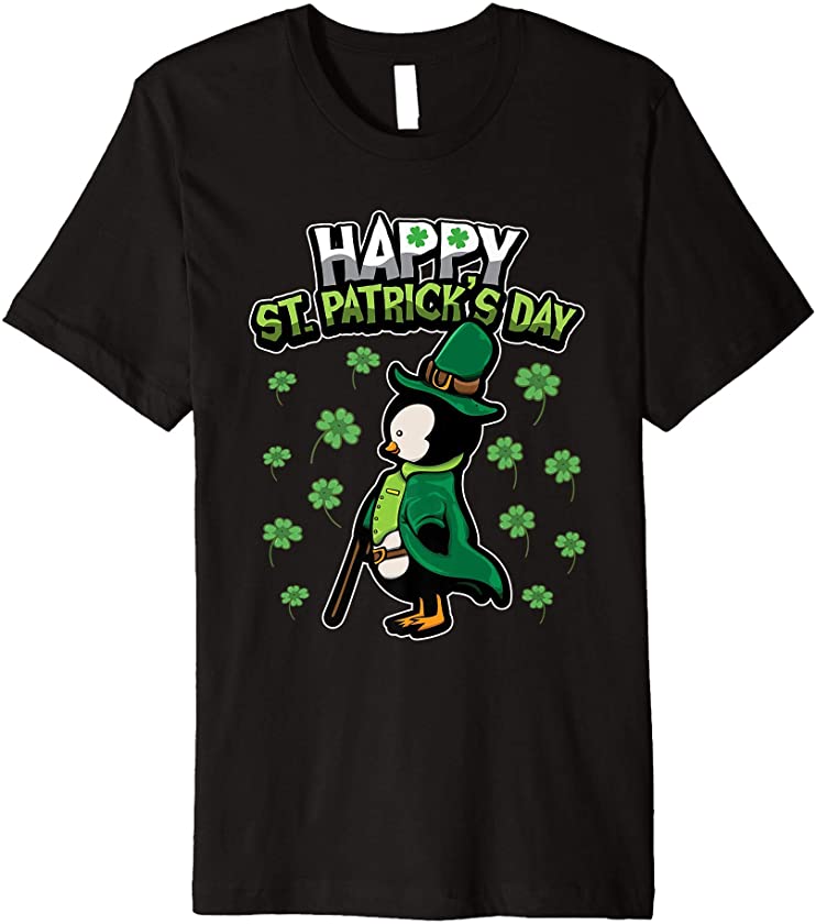 Leprechaun Penguin – Sweet Shamrock Animals Premium T-Shirt