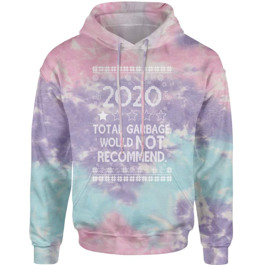 2020 Total Garbage Review Ugly Christmas Sweater Tie-Dye Adult Hoodie Sweatshirt