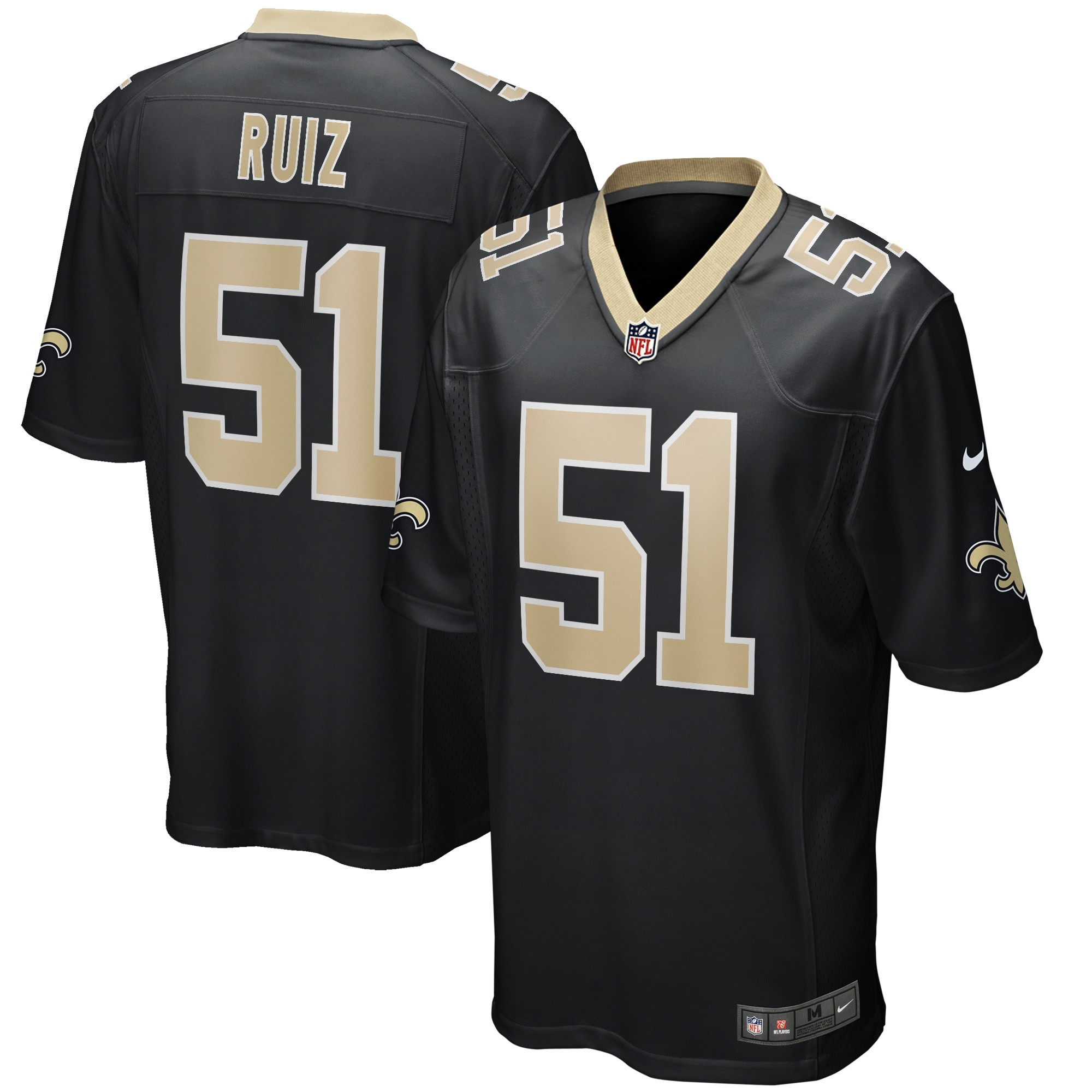 Cesar Ruiz New Orleans Saints Game Jersey – Black NFL