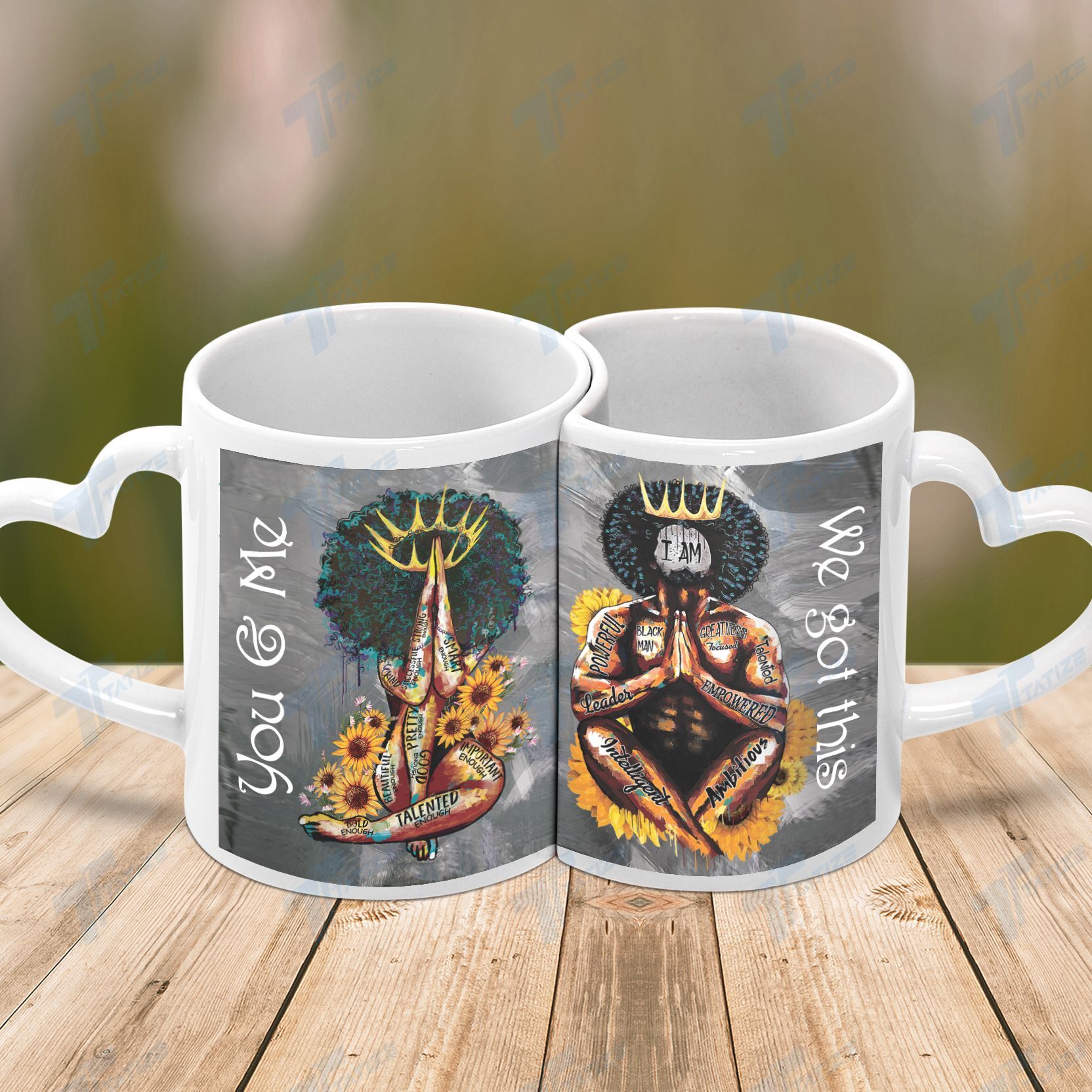 Black King And Queen Couple Heart Mug