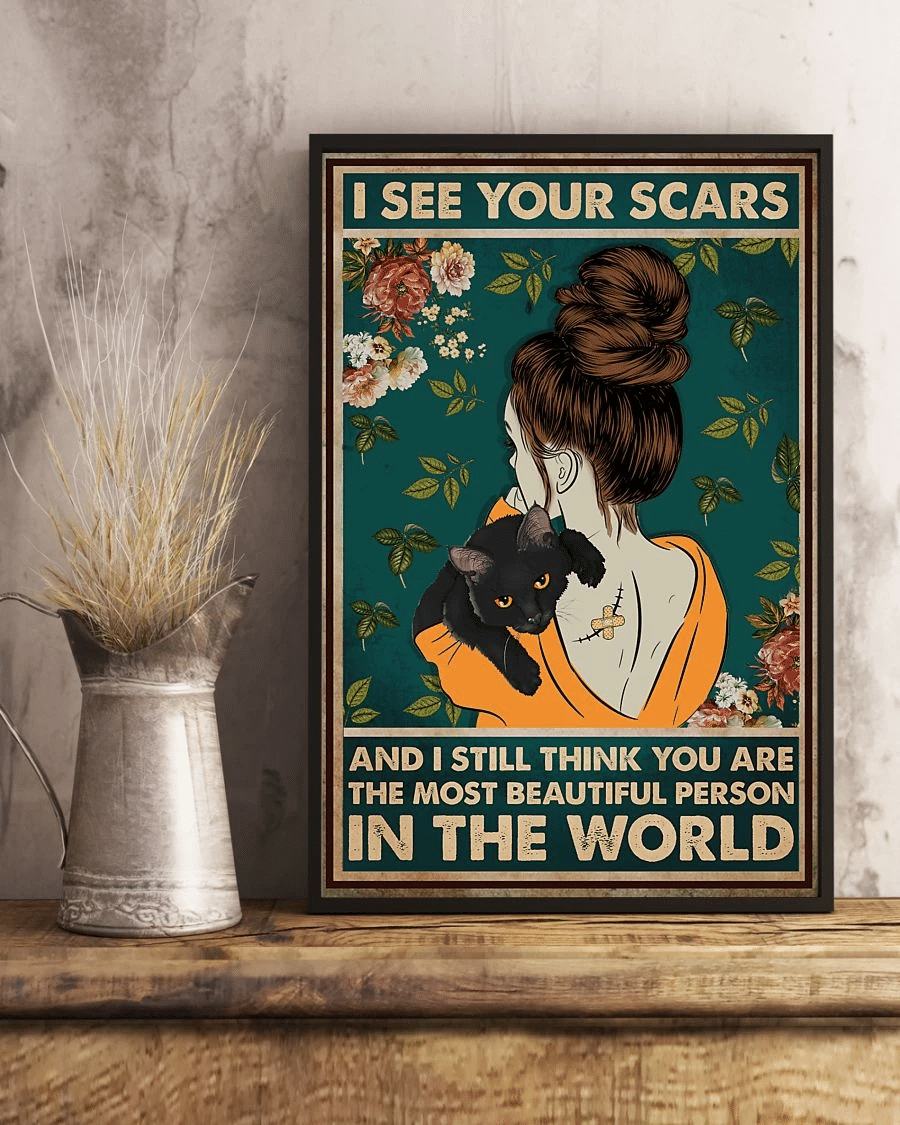 Black Cat Poster Canvas – I See Your Scars Vintage Home Decor Wall Art Evg81284