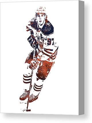 Connor Mcdavid Edmonton Oilers Pixel Art 1005 Joe Hamilton Canvas Print