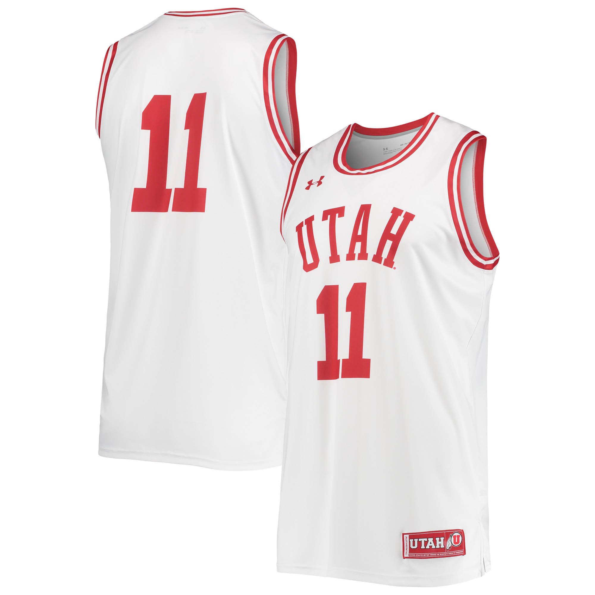 #11 Utah Utes Under Armour Replica Basketball Jersey – White