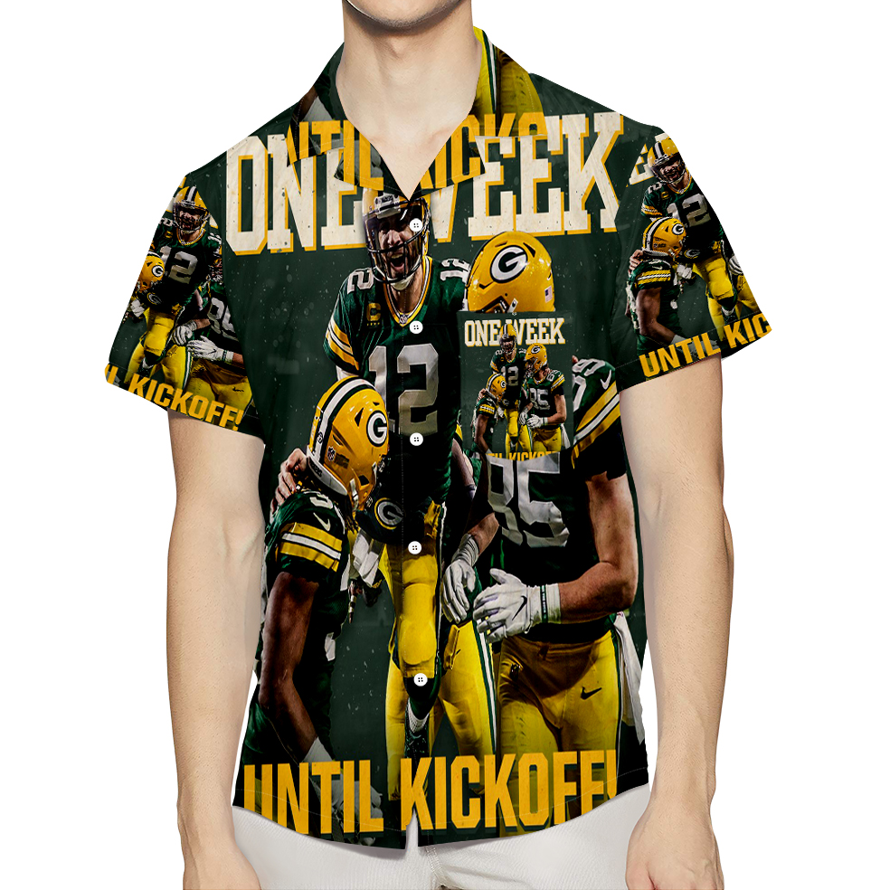 Green Bay Packers Player Team One Week Until Kickoff 3D All Over Print Summer Beach Hawaiian Shirt With Pocket