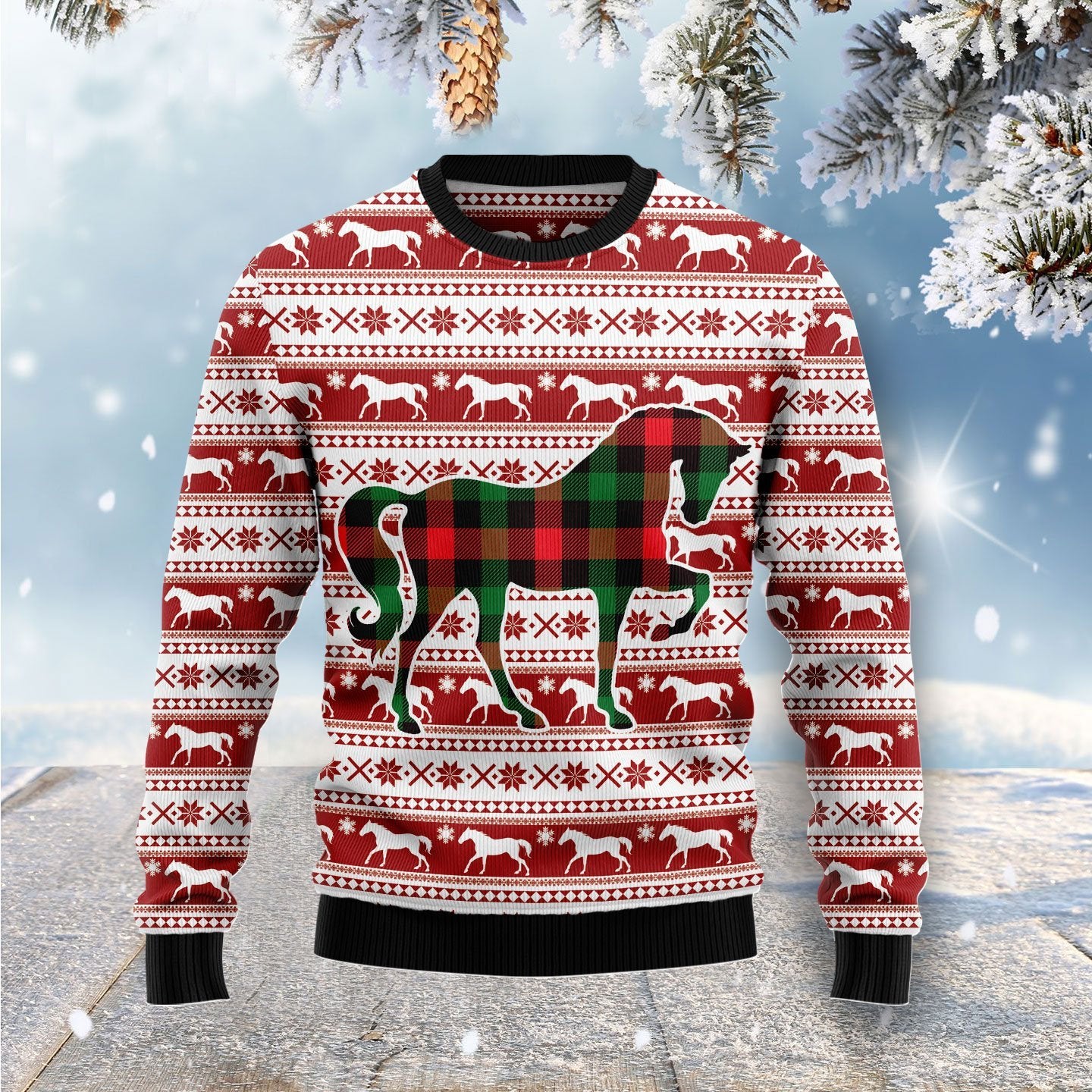 Pattern Horse Ugly Christmas Sweater | For Men & Women | Adult | Us6057