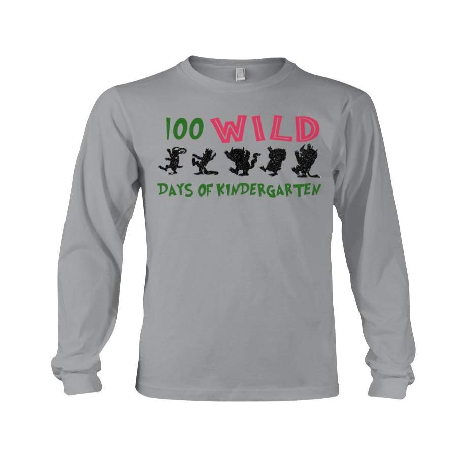 100 Wild Days Of Kindergarten For Animal Lovers Unisex Long Sleeve