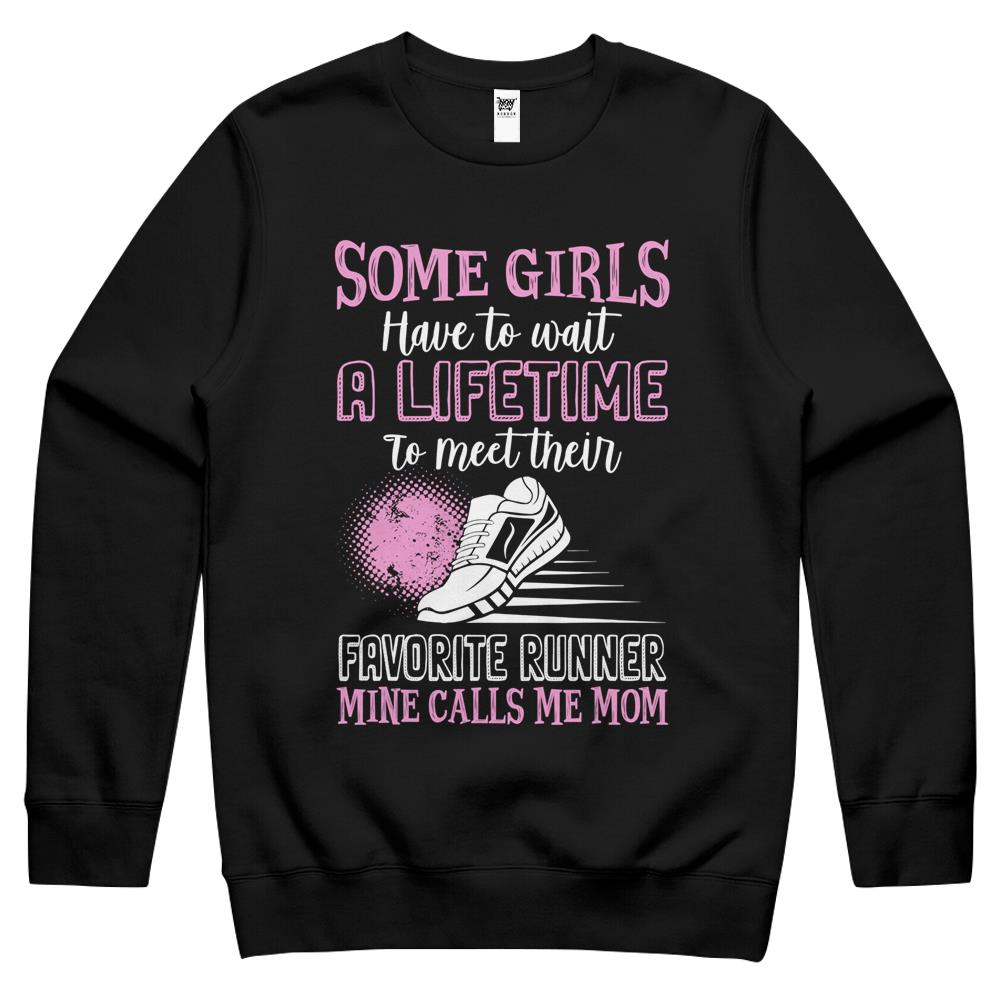 Favorite Runner Calls Me Mom Cute Track & Field Gift Crewneck Sweatshirt