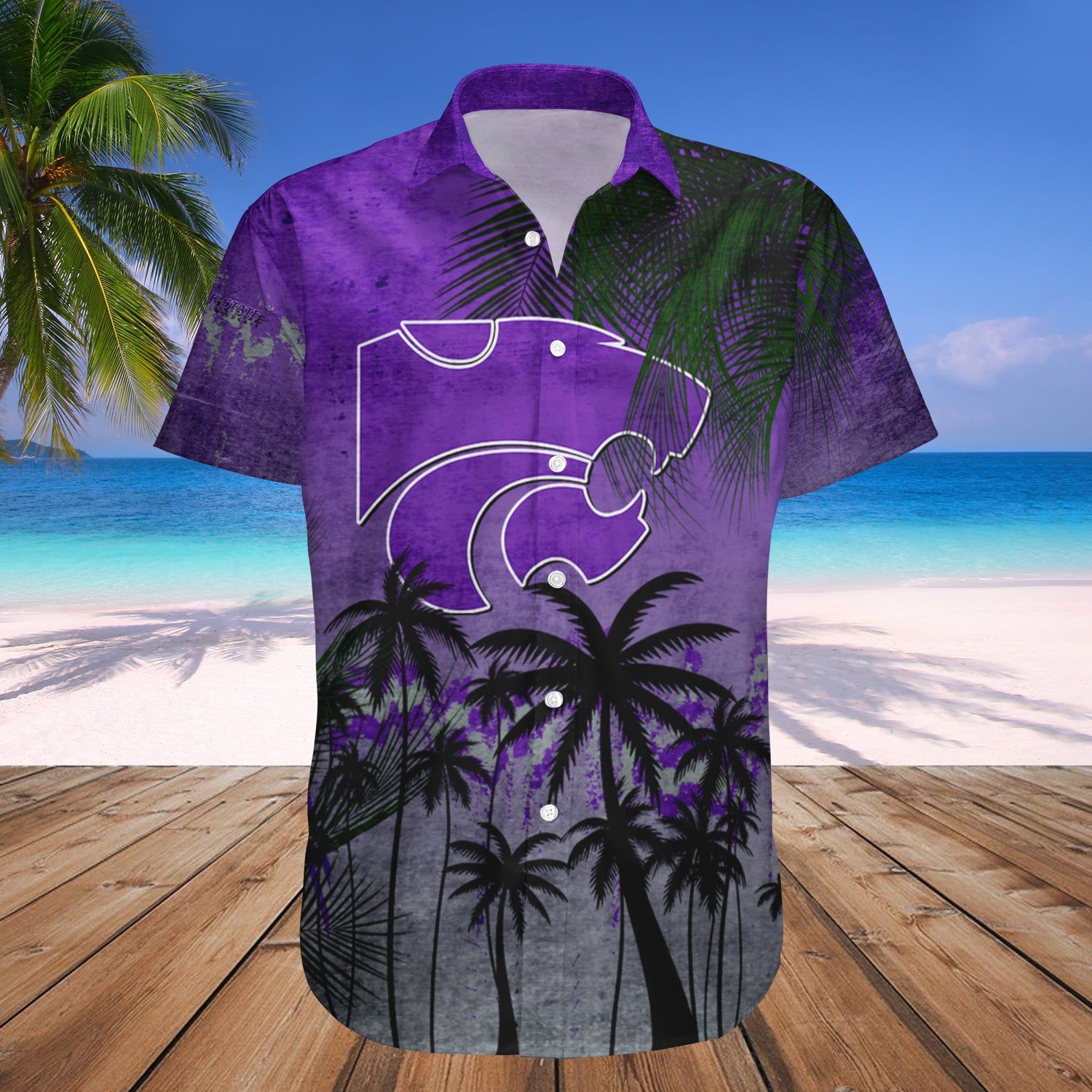 Kansas State Wildcats Hawaii Shirt Coconut Tree Tropical Grunge – NCCA