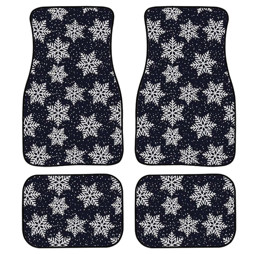 Blue And Silver Snowflake Pattern Print Front And Back Car Floor Mats, Front Car Mat