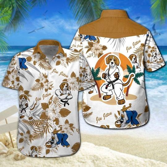 Beagle Jiu Jitsu Hawaiian Shirt Summer Button Up For Men, Women, Couple