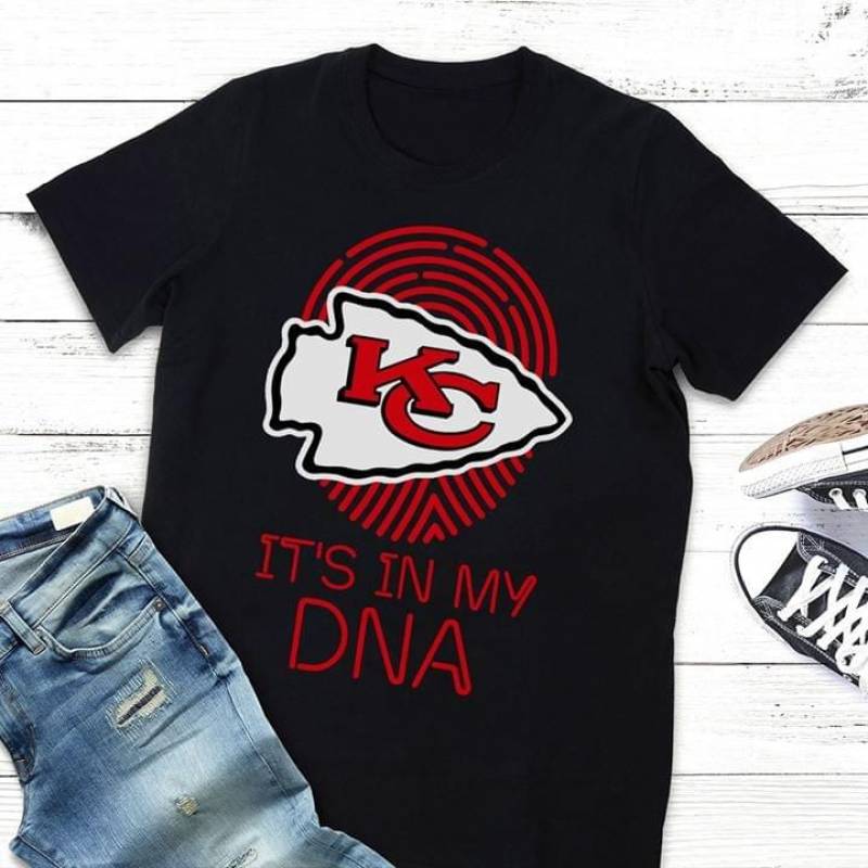 Kansas City Chiefs It’S In My Dna Kansas Citty Chiefs Logo Fingerprint Huge Love For Kansas City Chiefs Awesome Gift For Kansas City Chiefs Fans Black Men And Women T Shirt S-5Xl