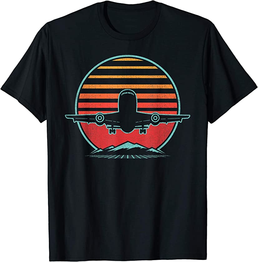 Airplane Retro Vintage 80s Style Pilot Flying Gift T-Shirt