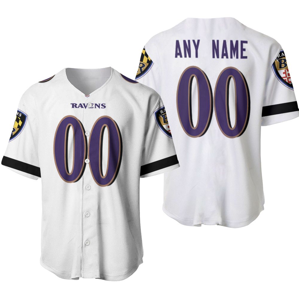 Baltimore Ravens NFL American Team White 100th Season 3D Designed Allover Custom Gift For Baltimore Fans Baseball Jersey