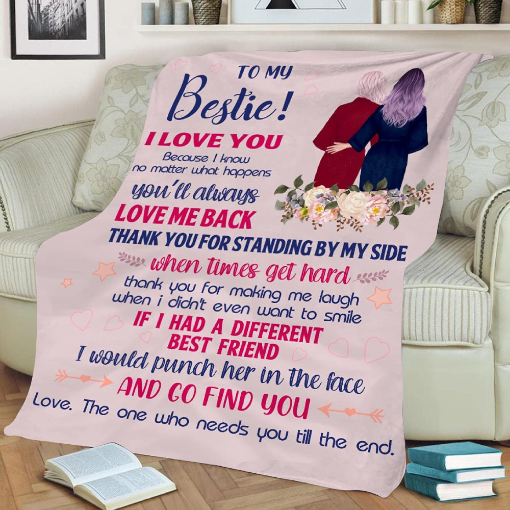 To My Friend Fleece Blanket When Times Get Hard Thank You For Making Me Laugh, Gift For Sister, Gift For Best Friend, Home Decor Bedding Couch Sofa Soft And Comfy