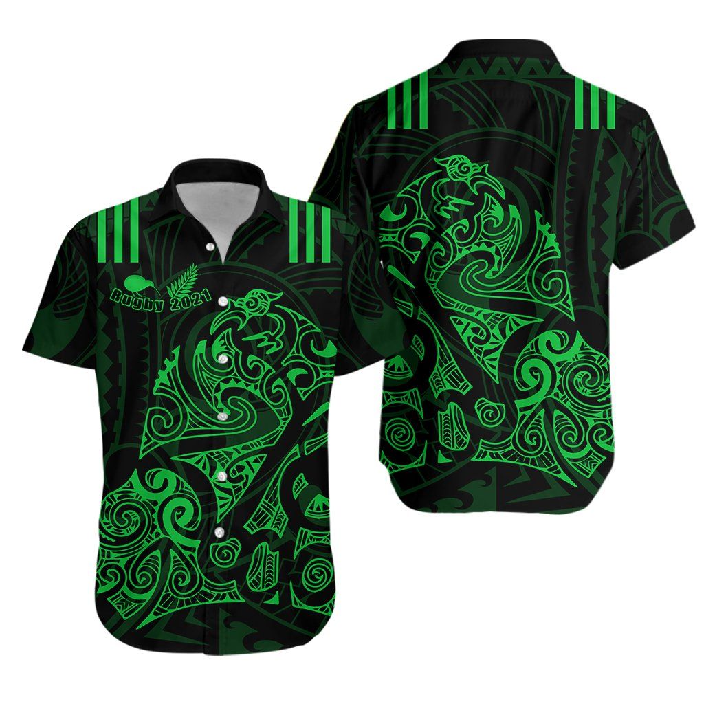 Aotearoa Super Rugby Hawaiian Shirt Maori Kiwi Green K13