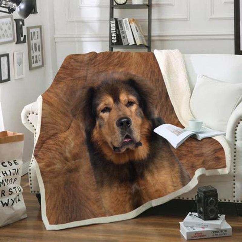 Tibetan Mastiff Dog Portrait Fur Printed Blanket