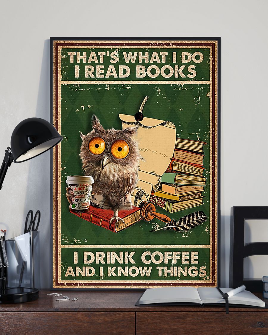Owl – Books And Coffee Vertical Canvas And Poster | Wall Decor Visual Art