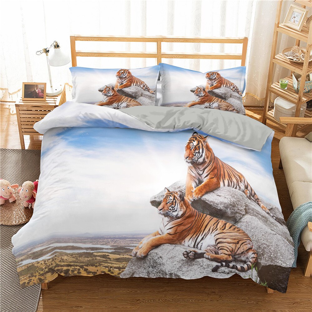 3D Pattern Bedclothes Tiger Duvet Cover Set Twin Double Queen Size Bedding Set Cover Set