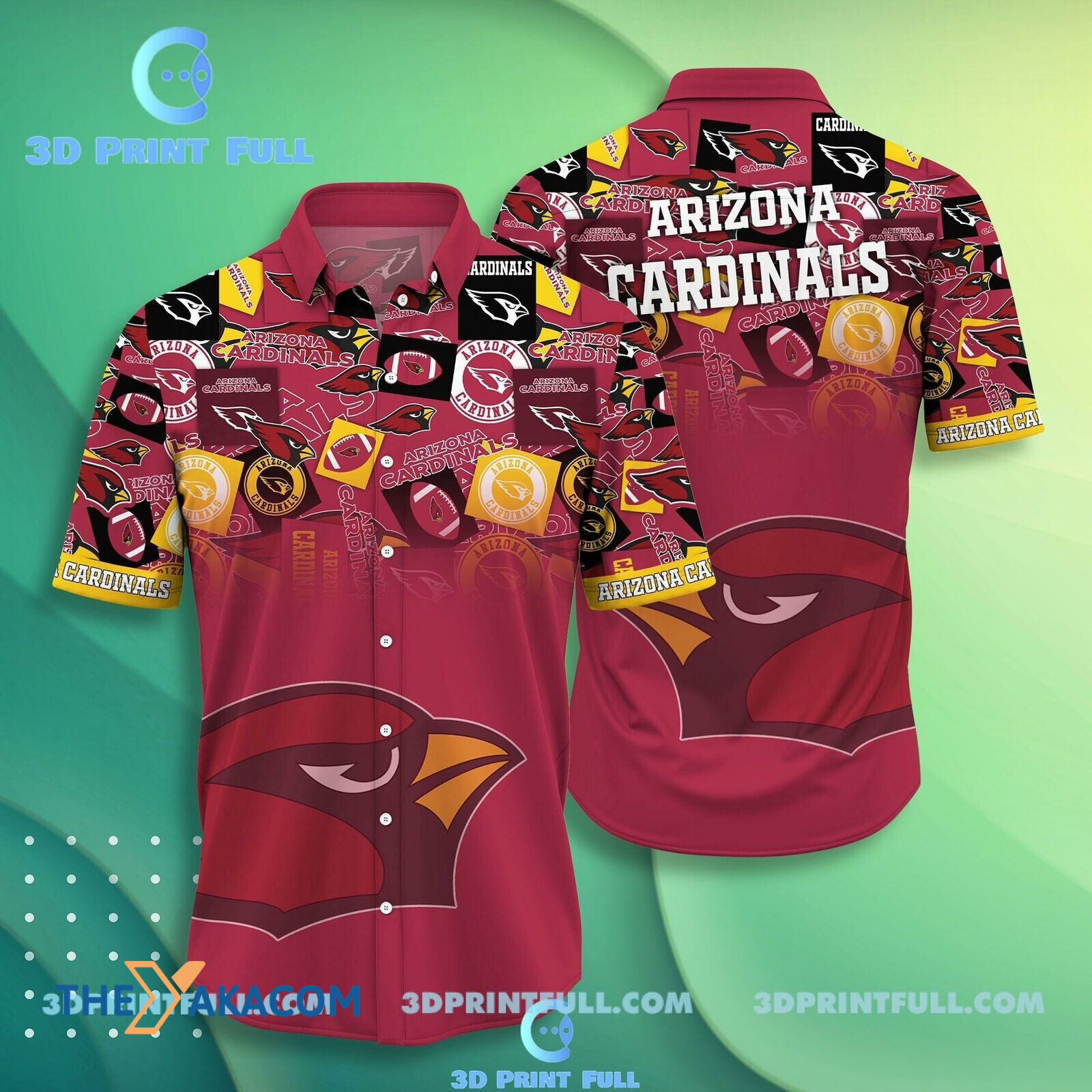 Arizona Cardinals Logos Print Gift Nfl Short Sleeve Hawaii Shirt Ha960