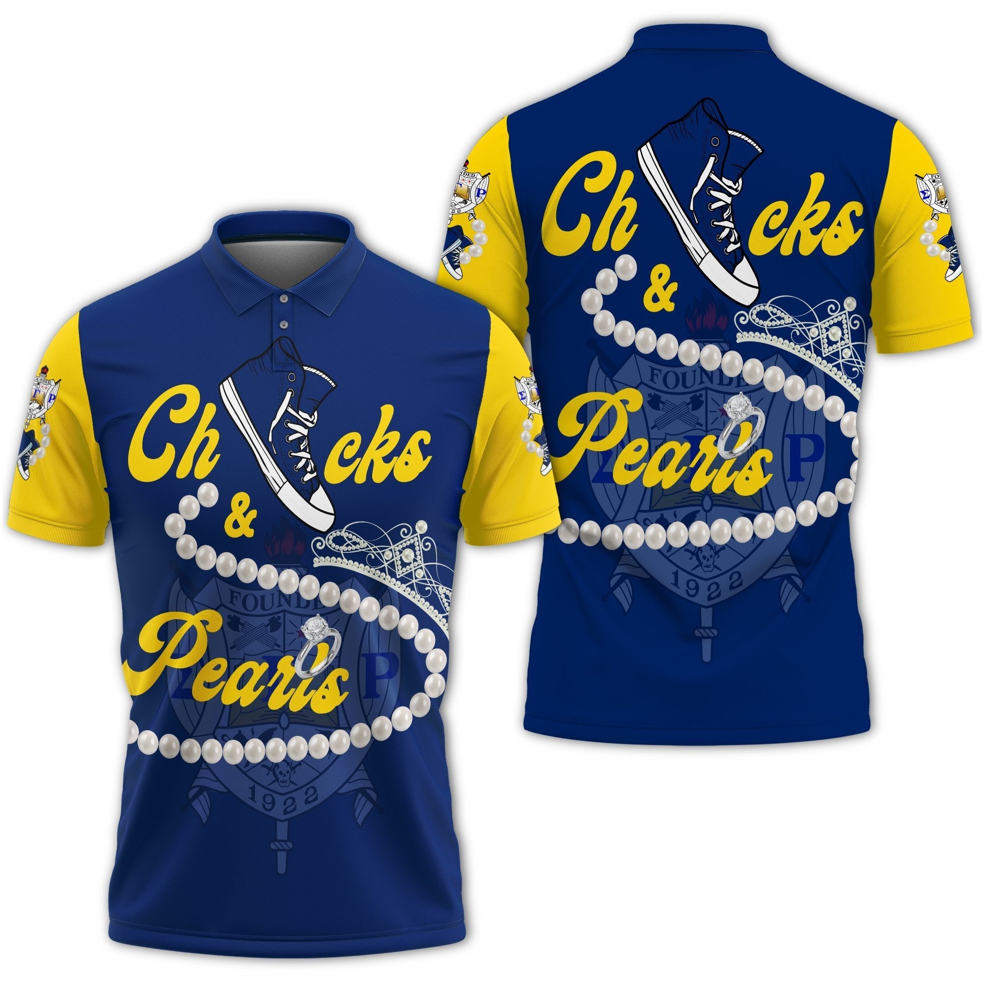 Sorority Polo – Sigma Gamma Rho Chucks And Pearls Polo Shirt K.H Pearls