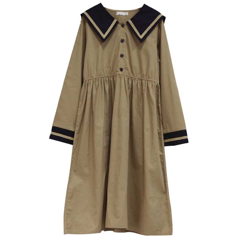 8 to 16 years kids & teenager girls autumn fall cotton sailor collar school uniform flare midi dress child casual dresses alx